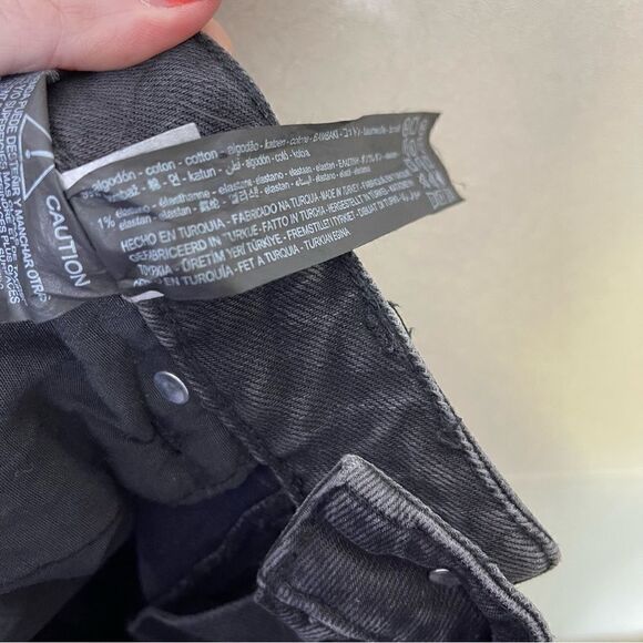 Zara High Waist Raw Hem Culotte Jeans Carbon Black 8 - Picture 5 of 7